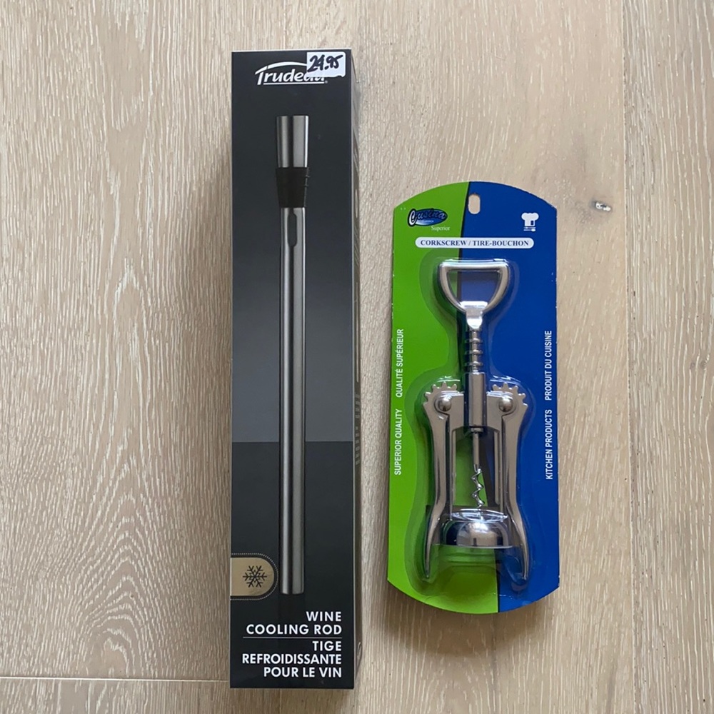 Set of Wine Cooling Rod and Stainless Steel Corkscrew